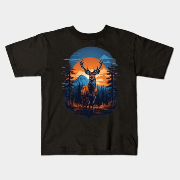 Deer in the forest Kids T-Shirt by Mysooni